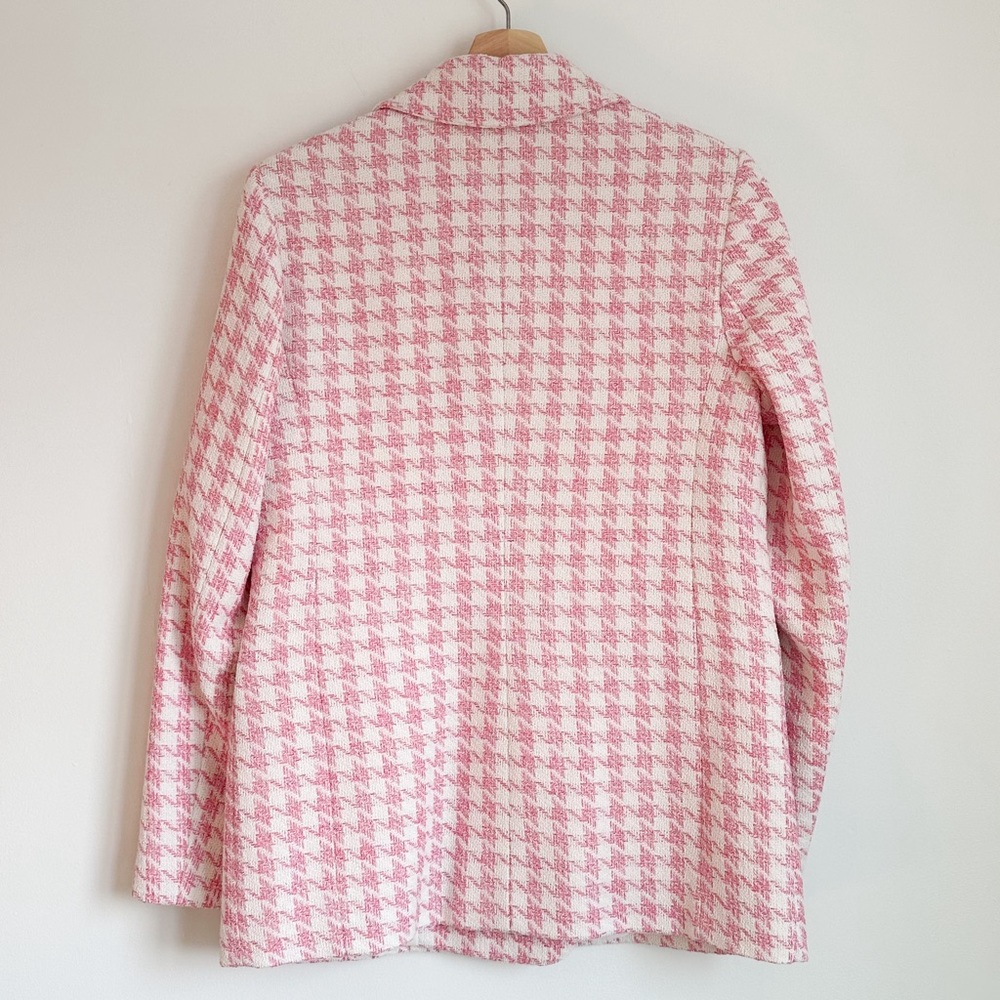 • NWOT! • Mint Velvet coton blend pink and white houndstooth blazer - Picture 3 of 11